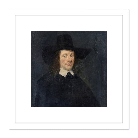 Van Meegeren Portrait Of A Man 8X8 Inch Square Wooden Framed Wall Art Print Picture with Mount