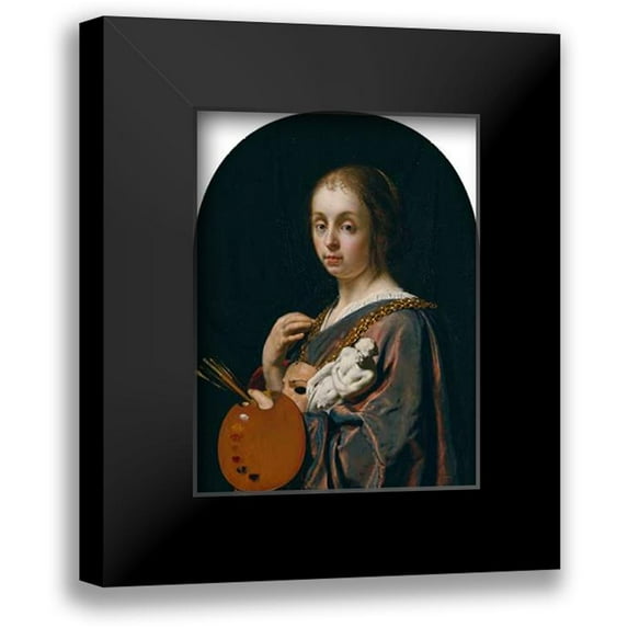 Van Mieris, Frans 19x24 Black Modern Framed Museum Art Print Titled - Pictura (An Allegory of Painting)