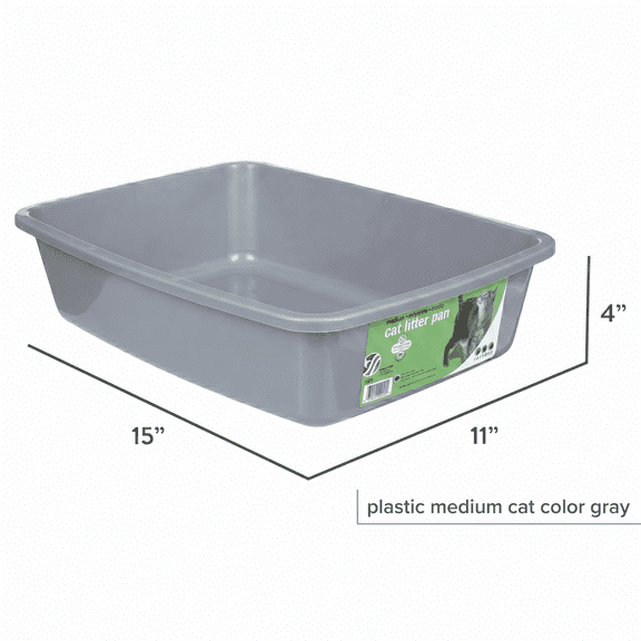 Van Ness Medium High-Impact Plastic Cat Litter Pan Grey