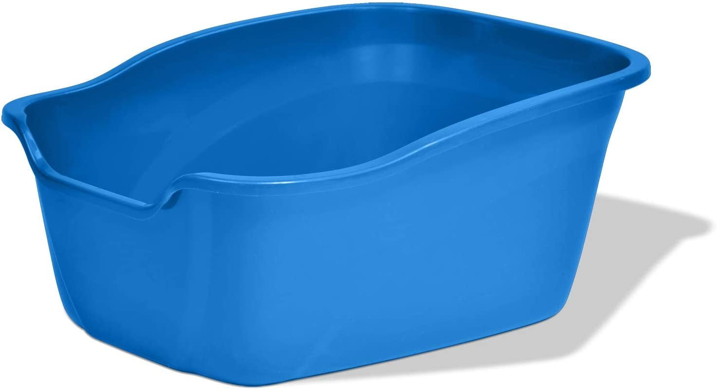 VAN NESS PLASTIC Van Ness Pets Large Open High Sided Cat Litter Box, Blue, CP2HS