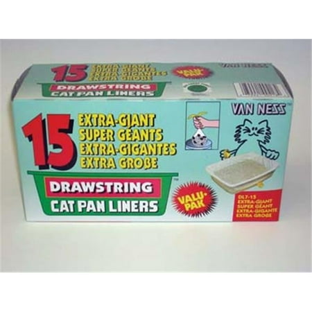 Van Ness Plastic Molding DL7-15 Drawstring Xgiant Cat Pan Liners - Ivory 8 Liners-