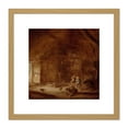 thumbnail image 1 of Van Ostade Interior Stable Three Children 8X8 Inch Square Wooden Framed Wall Art Print Picture with Mount, 1 of 4