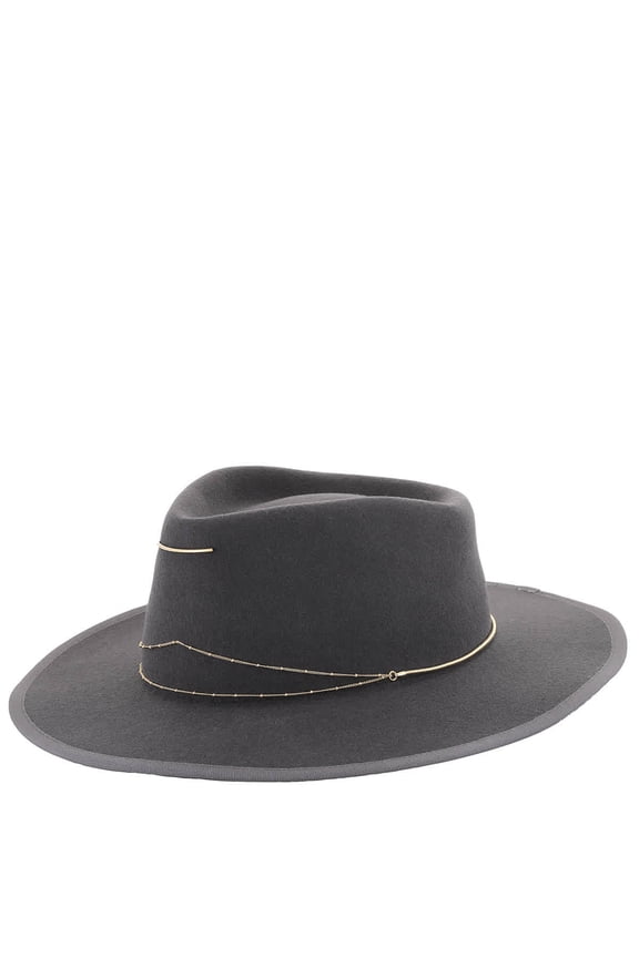 Anna Draped Chain Merino Wool Fedora, Size Medium