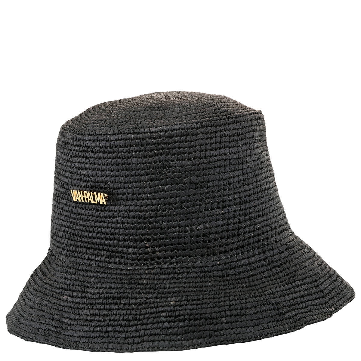 Van Palma Straw Hat in Black Van Palma Black Wicker Boater Hat Size L International main image 2