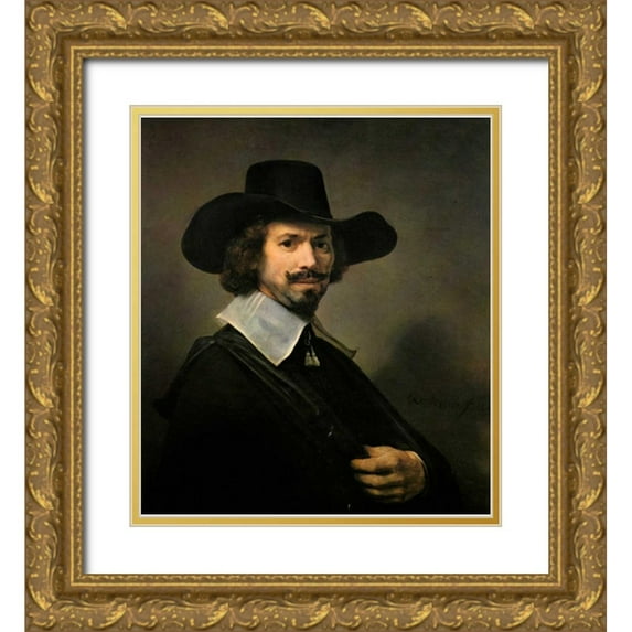 Van Rijn, Rembrandt 26x29 Gold Ornate Wood Framed with Double Matting Museum Art Print Titled - The Painter Hendrick Martensz