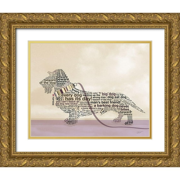 Van Roey, Dominique 24x20 Gold Ornate Wood Framed with Double Matting Museum Art Print Titled - DACHSHUND PORTRAIT