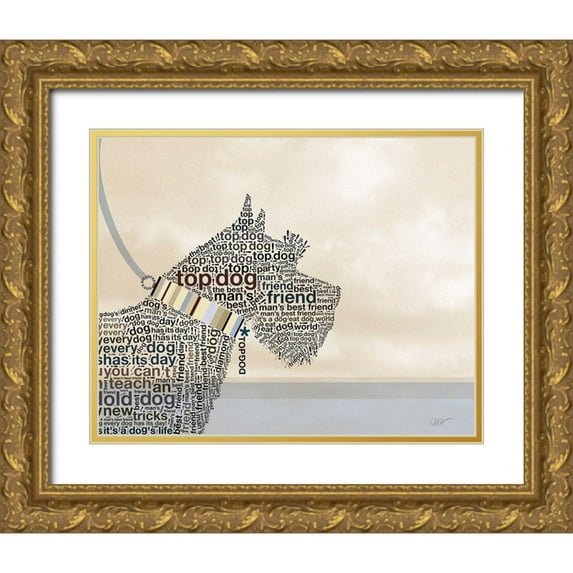 Van Roey, Dominique 32x26 Gold Ornate Wood Framed with Double Matting Museum Art Print Titled - TERRIER PORTRAIT