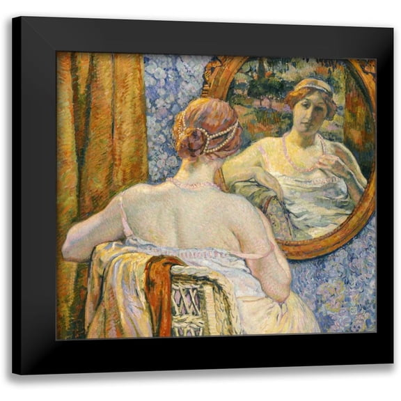 Van Rysselberghe, Theo 13x12 Black Modern Framed Museum Art Print Titled - Woman In a Mirror