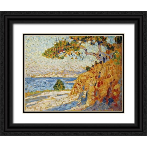 Van Rysselberghe, Theo 14x12 Black Ornate Wood Framed with Double Matting Museum Art Print Titled - Countryside at Noon