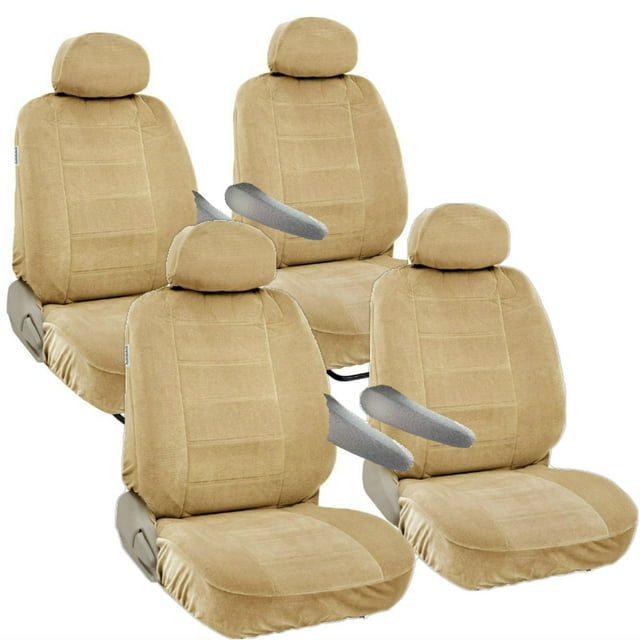 Van Seat Cover Front & Middle Row Bucket Seats Armrest Access 2000 - 2003 Toyota Sienna Semi Fit Thick Covers (Beige)