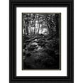thumbnail image 1 of Van Swearingen, Debra 13x18 Black Ornate Wood Framed with Double Matting Museum Art Print Titled - Lush Creek in Forest BW, 1 of 4