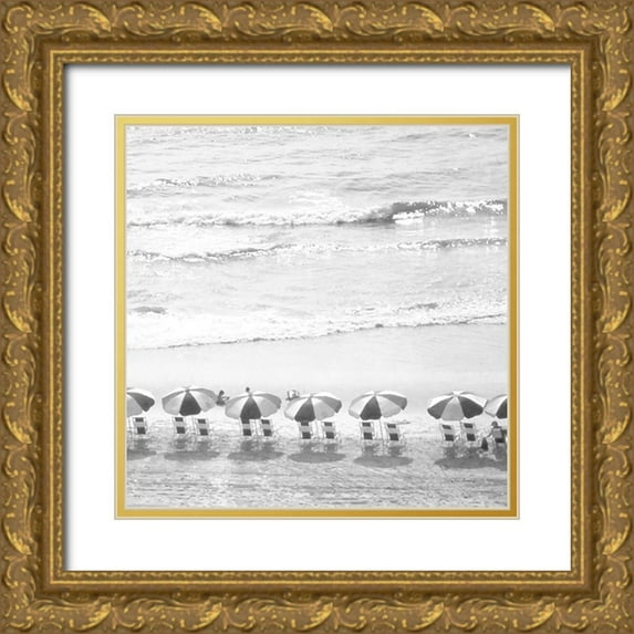 Van Swearingen, Debra 26x26 Gold Ornate Wood Framed with Double Matting Museum Art Print Titled - A Day At The Beach BW Crop