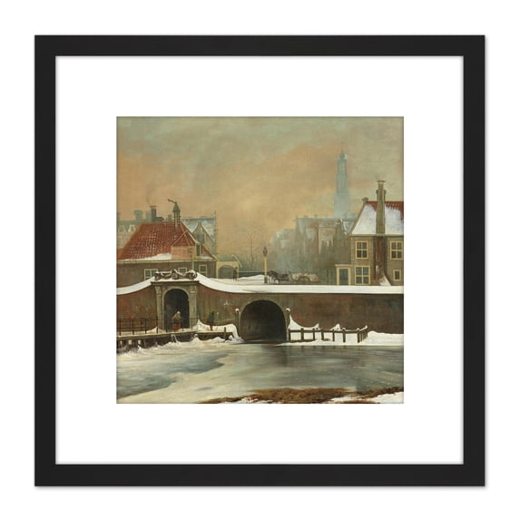 Van Troostwijk Window Gate Amsterdam 8X8 Inch Square Wooden Framed Wall Art Print Picture with Mount
