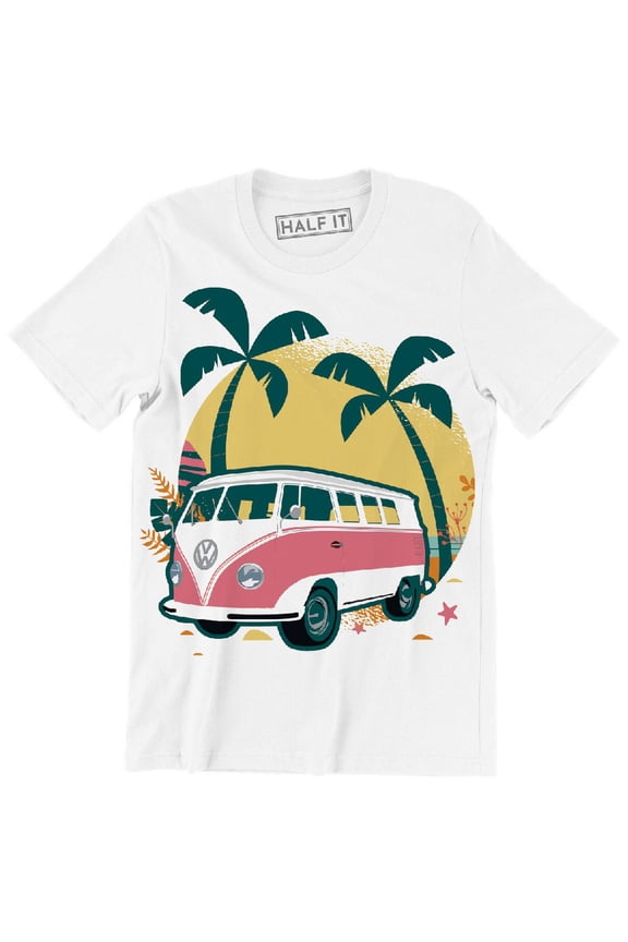 Van With Background Of Palm Trees And Summer Landscape Men's T-Shirt