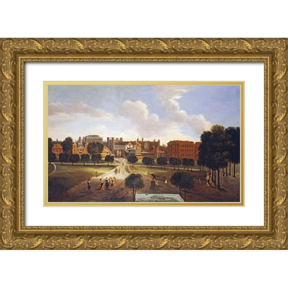 Van Wyck, Thomas 24x16 Gold Ornate Wood Framed with Double Matting Museum Art Print Titled - A View of Old Horse Guards Parade