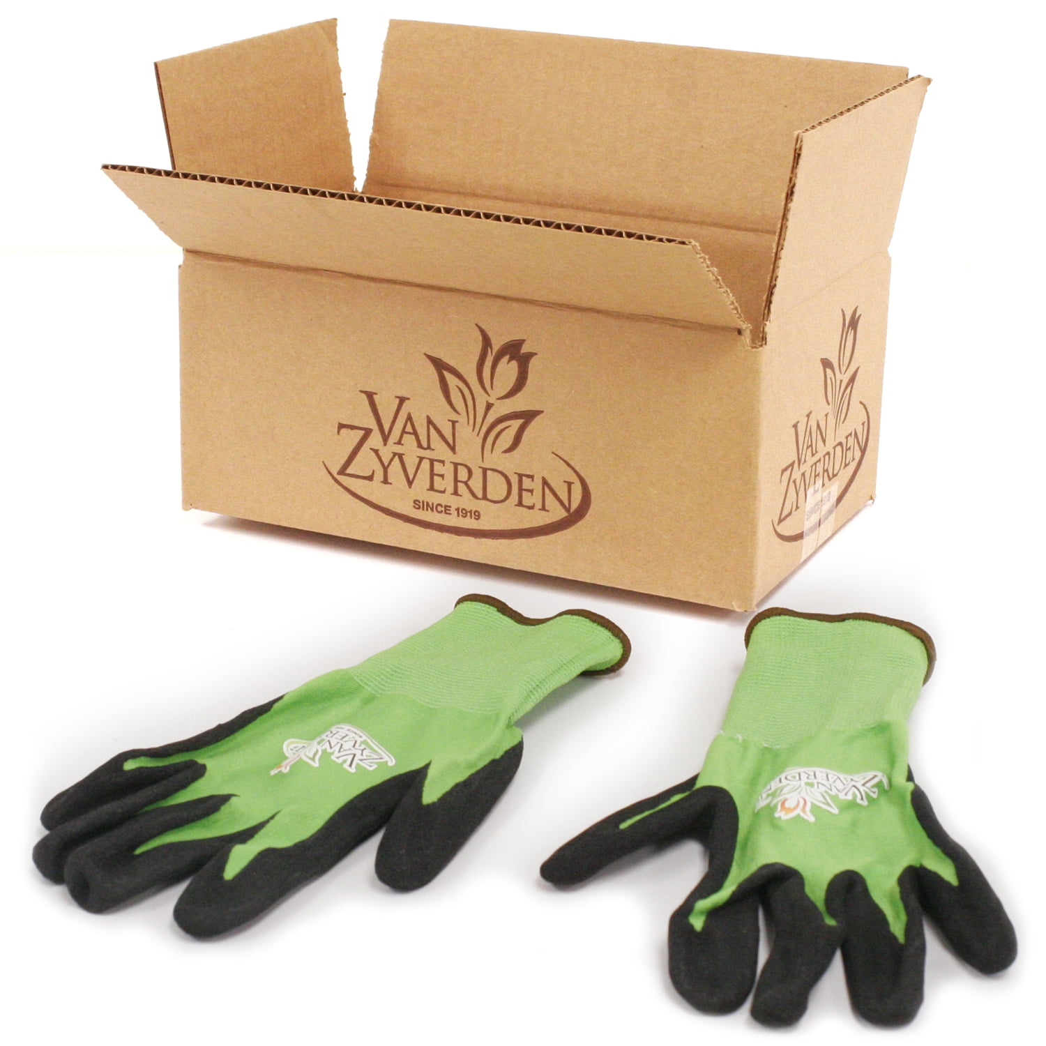 Van Zyverden Gardening Gloves VZ Logo Green Orange 1 Pair Multicolor 1lb