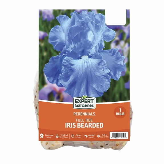 Expert Gardener Bearded Iris Full Tide Dormant Bulb, Blue Perennial, Partial Sun