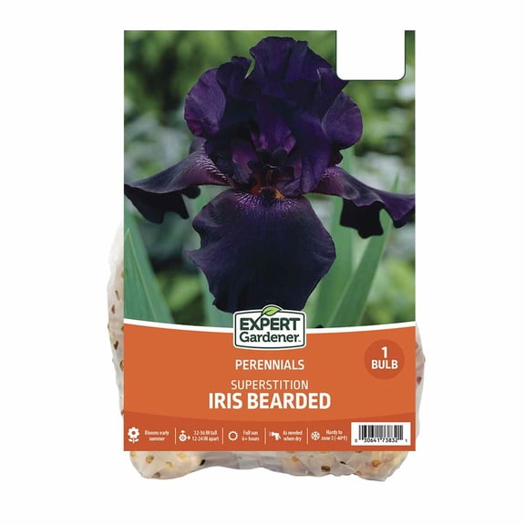 Expert Gardener Iris Bearded Superstition Dormant Bulb, Full Sun, Purple Perennial