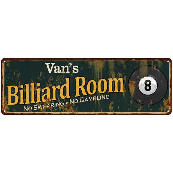 Van's Billiard Room Green Sign Man Cave 6x18 106180009031