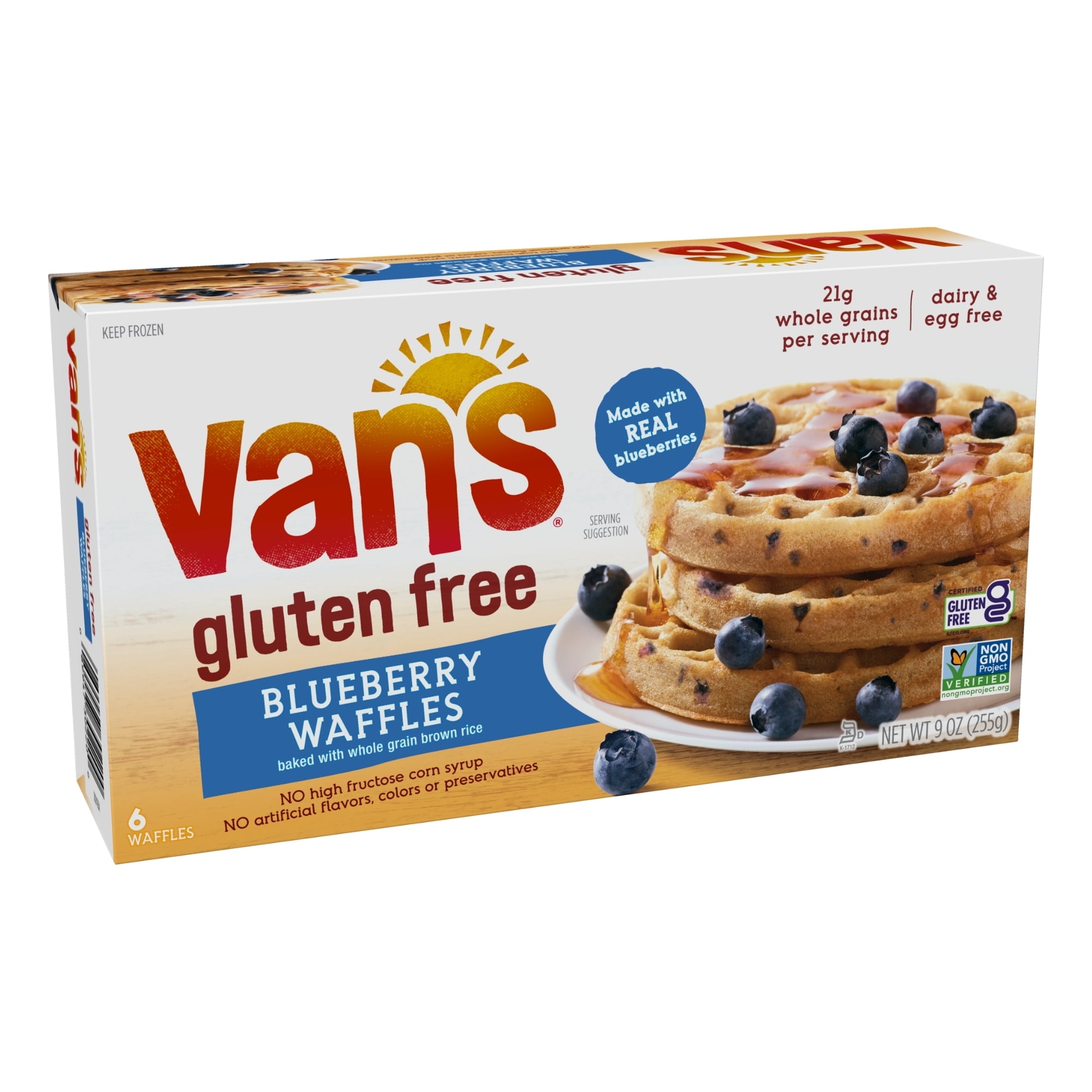Van's Non-GMO, Gluten Free Blueberry Waffles, 6 waffles (9oz)