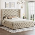 thumbnail image 1 of VanAcc 6.3" Thick Wrap Me Up Fluted Queen Bed by Modern, Khaki Linen, 1 of 10