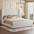 thumbnail image 1 of VanAcc 6.3" Thick Wrap Me Up Fluted Queen Bed by Modern, White Linen, 1 of 11