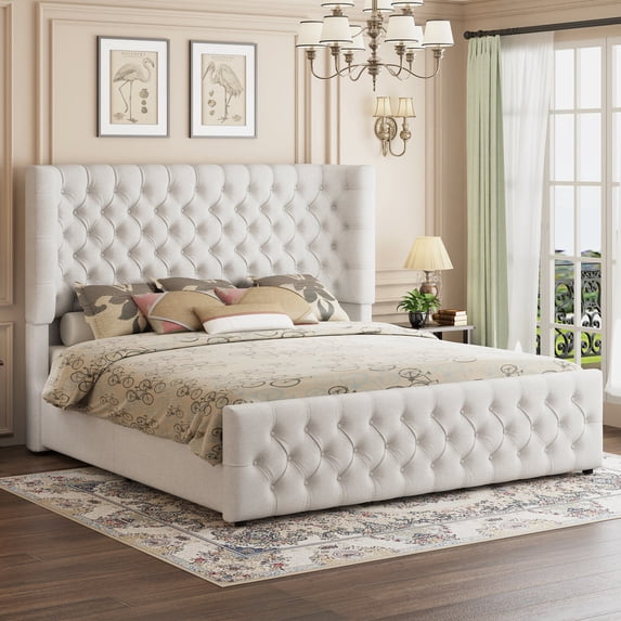 VanAcc 6.3" Thick Wrap Me Up Fluted Queen Bed by Modern, White Linen