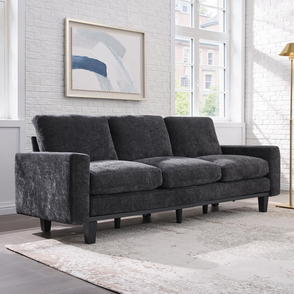 VanAcc 74.8" 3 Seater Sofa with 22" Deep Seat, Beige Couch for Living Room, Full Metal Support, for Bedroom & Apartment, Beige Linen