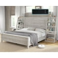 thumbnail image 1 of VanAcc Full Bed Frame with 47.2" H Headboard and 4-Tier Bookshelves, Farmhouse with Charging Station & 2 Drawers for Bedroom, Rustic White, 1 of 8