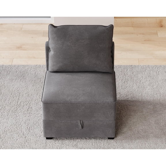VanAcc Modular Sectional Sofa, Chair Middle Seat, Couch with Storage Linen Gray Sofa Couch