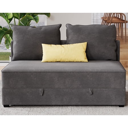 VanAcc Modular Sectional Sofa, Loveseat Middle Seat, Couch with Storage Linen Gray Sofa Couch