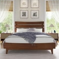 VanAcc Queen Solid Wood Bed Frame with Slatted Headboard, Wood Slat
