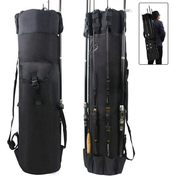 VanRolldex 45.67" Durable Canvas Fishing Rod Carrier, 5 Rod Capacity