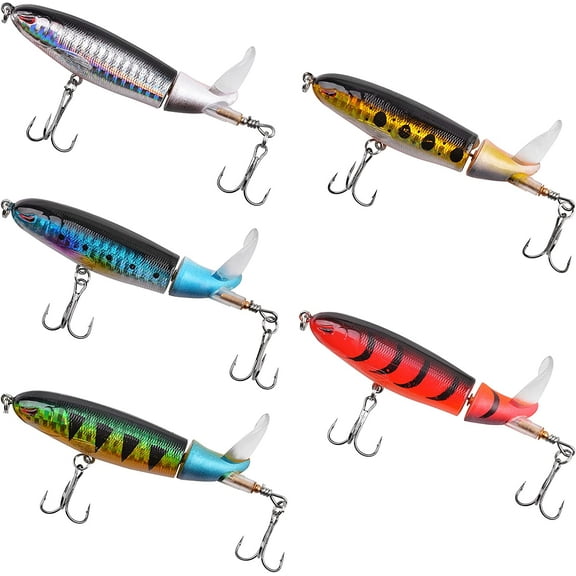 VanRolldex Artificial Rotating Tail Fishing Lures, 5 Count