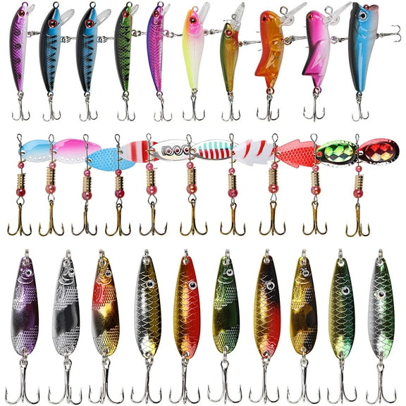 VanRolldex Assorted Fishing Lures Kit for Trout, 30 Count