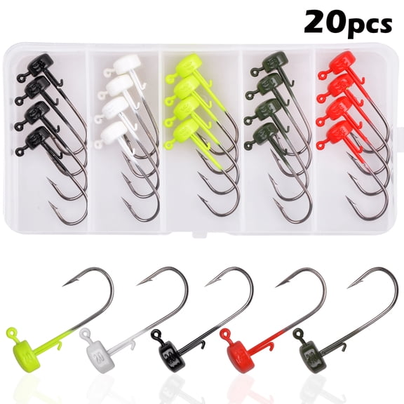 VanRolldex Fishing Ned Jig Head Fishing Lure for Bass Trout & Walleye, 20 Count