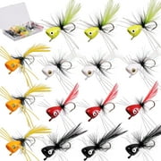 VanRolldex Foam Popper Fishing Lure Kit for Bass, Trout & More, 15-Count
