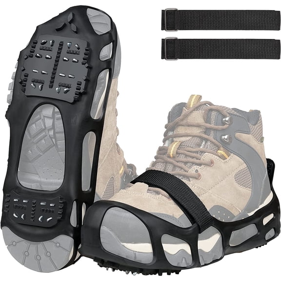 VanRolldex Shoe Ice and Snow Grips Anti Slip Crampons, Black