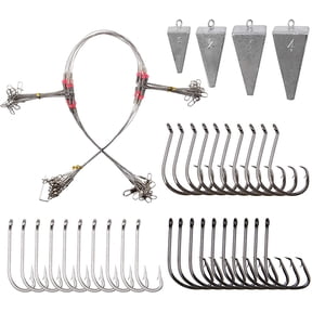 VanRolldex Surf Fishing Rig 46 Piece Stainless Steel Leader Weights Kit with Pyramid Sinkers & Hooks