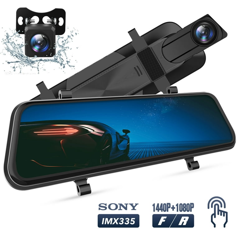 VanTop H610-DC Dual Dash Cam Front and Rear 2.5K Full HD 10 inch Screen DVR  Mirror Car Camera for Cars Vehicle, Waterproof Camera,Enhanced Night