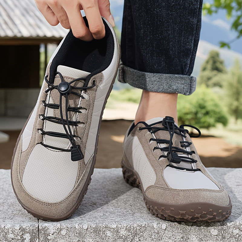 VanWeir Black Lace-Up Men's Casual Sneakers, Outdoor Camping Walking Shoes, Men's Walking and Hiking Shoes，Wide-Toe Barefoot Men's Shoes