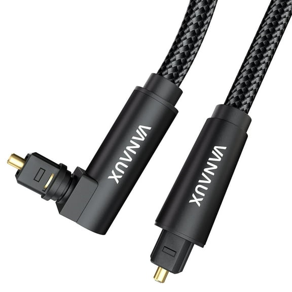 VANAUX 90 Degree Optical Audio Cable Digital Toslink S/PDIF Audio Cable for Home Theater, Sound Bar,TV, Xbox, PlayStation - Black (3.3ft/1m)