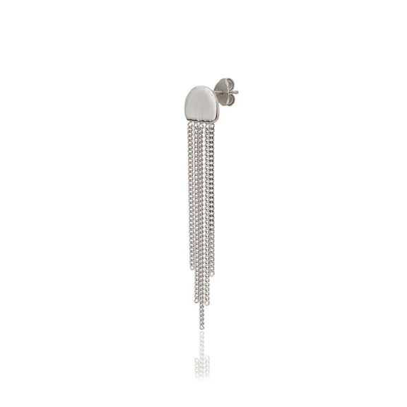 Vanbelle Sterling Silver Jewelry Asymmetrical Chain Tassel Earring with Rhodium Plating for Women
