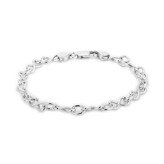 Vanbelle Sterling Silver Jewelry Hand-Made Fancy Infinity Link Chain Bracelets with Rhodium Plating for Women and Girls