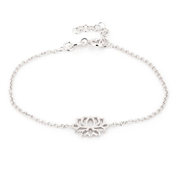 Vanbelle Sterling Silver Jewelry Lotus Charm Bracelet with Rhodium Plating for Women and Girls.
