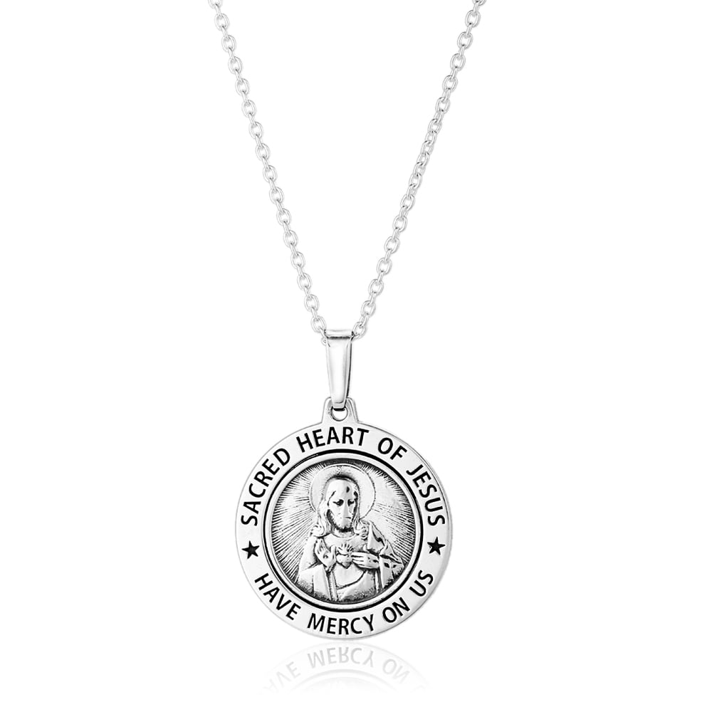 Vanbelle Sterling Silver Jewelry Sacred Heart of Jesus Medal Pendant ...