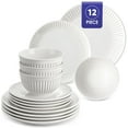 thumbnail image 1 of Vancasso 12pcs Dinnerware Sets, Ceramic Kitchen Plates and Bowls Sets, Minimalist Round Style Dinner Set For 4, Microwave & Dishwasher Safe, 1 of 8