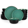 thumbnail image 1 of MALACASA 18 Piece Ceramic Dinnerware Set, Microwave and Dishwasher Safe, Stackable Plates and Bowls sets Service for 6, Green, 1 of 10