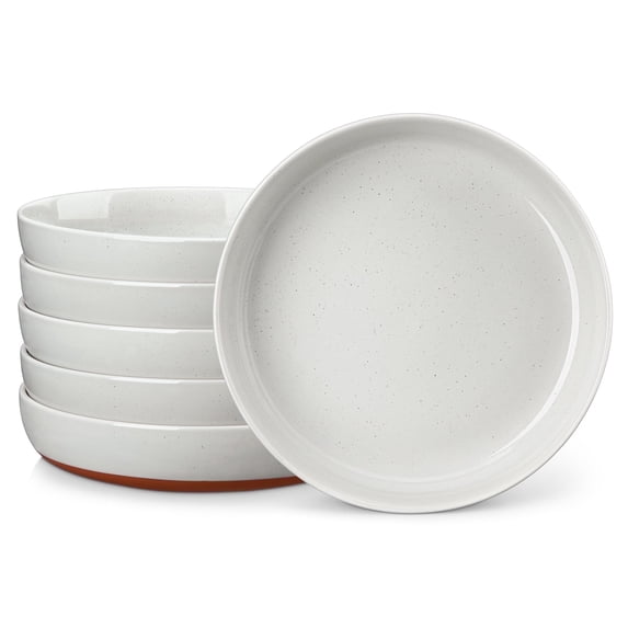 Vancasso Pasta Bowls Set of 6, 48 oz Stoneware Salad Bowls with Wide and Shallow, Large Serving Bowls, Soup Bowls, Microwave & Dishwasher Safe, Gray