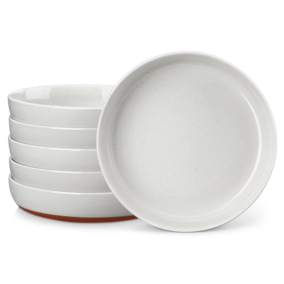 Vancasso Pasta Bowls Set of 6, 48 oz Stoneware Salad Bowls with Wide and Shallow, Large Serving Bowls, Soup Bowls, Microwave & Dishwasher Safe, Gray